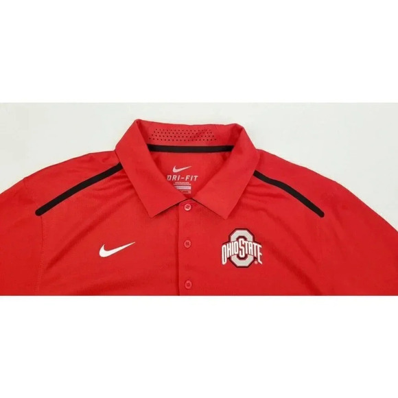 Nike Size Small Mens Dri Fit Ohio State Buckeyes Red Neck Vent Short Sleeve Polo - Picture 5 of 10